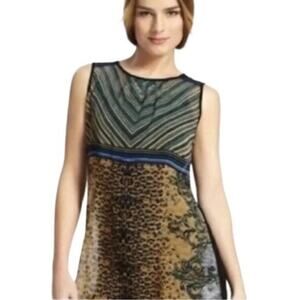 Cabi Top Women's Size X-Small Buchanan Striped Leopard Print Sleeveless Tank